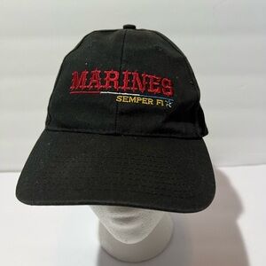 Marines Semper Fi Vintage Black Hat Bayside Made USA Embroidered